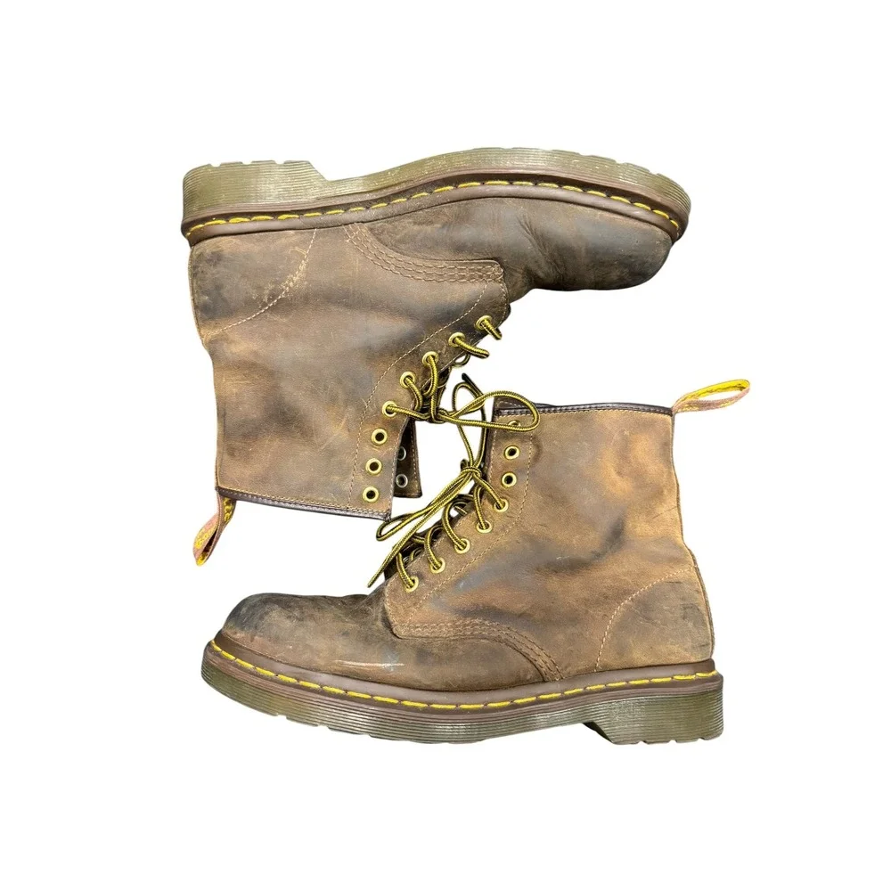 Dr. Martens 1460 Boots Mens 9 Brown Good Gaucho Crazy Horse Leather 8-Eye